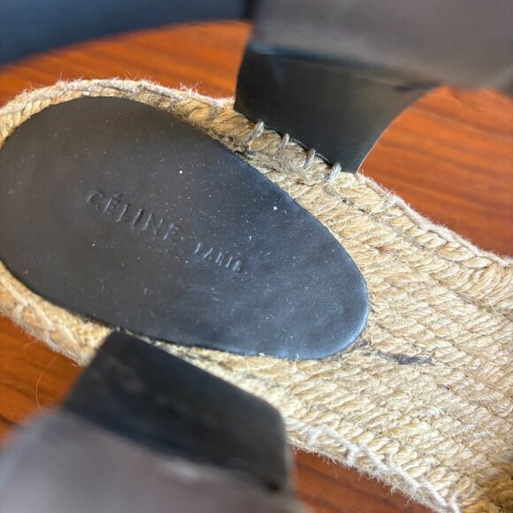 Celine Paris, Nude Platform Wedge Espadrille Sandals (size 8.5) - Picture 4 of 7